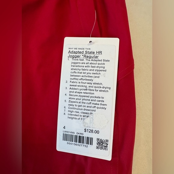 NWT! Lululemon Adapted State Joggers, sz 4 - Picture 5 of 6